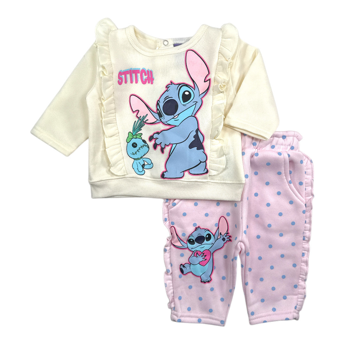 Ensemble bébé Stitch - Beige et rose 3 mois
