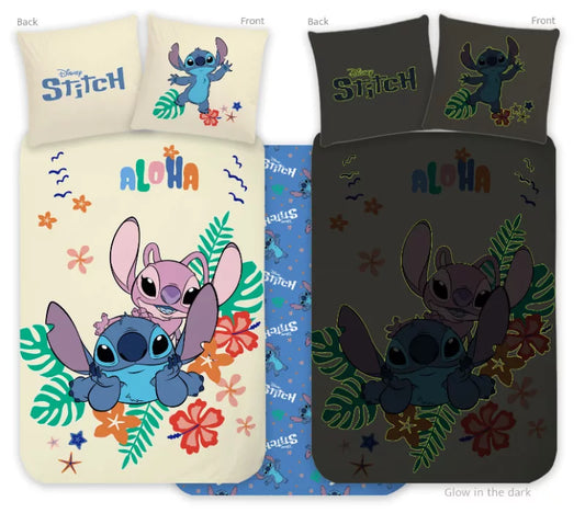 Parure Stitch Angel 100%Coton 100x135 phosphorescent  (Sur commande)